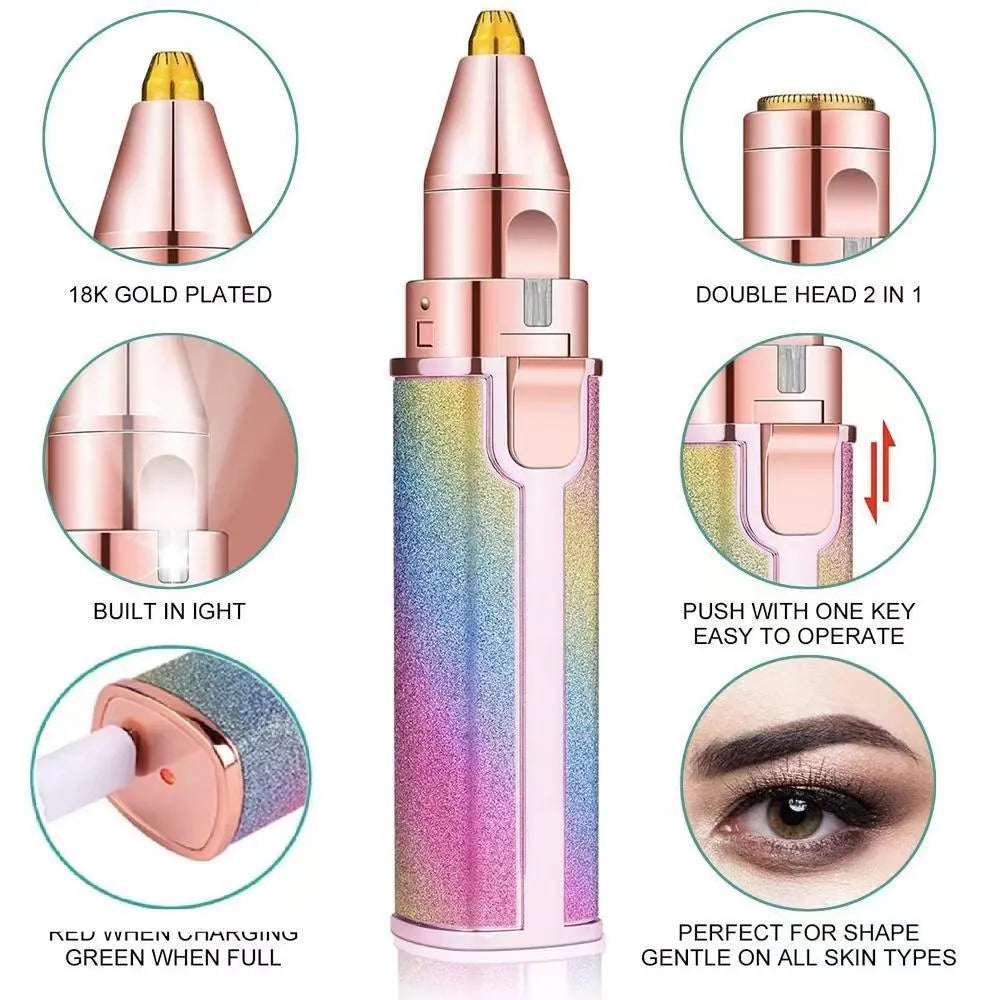 Rechargeable Women's Eyebrow Trimmer Pink ABS