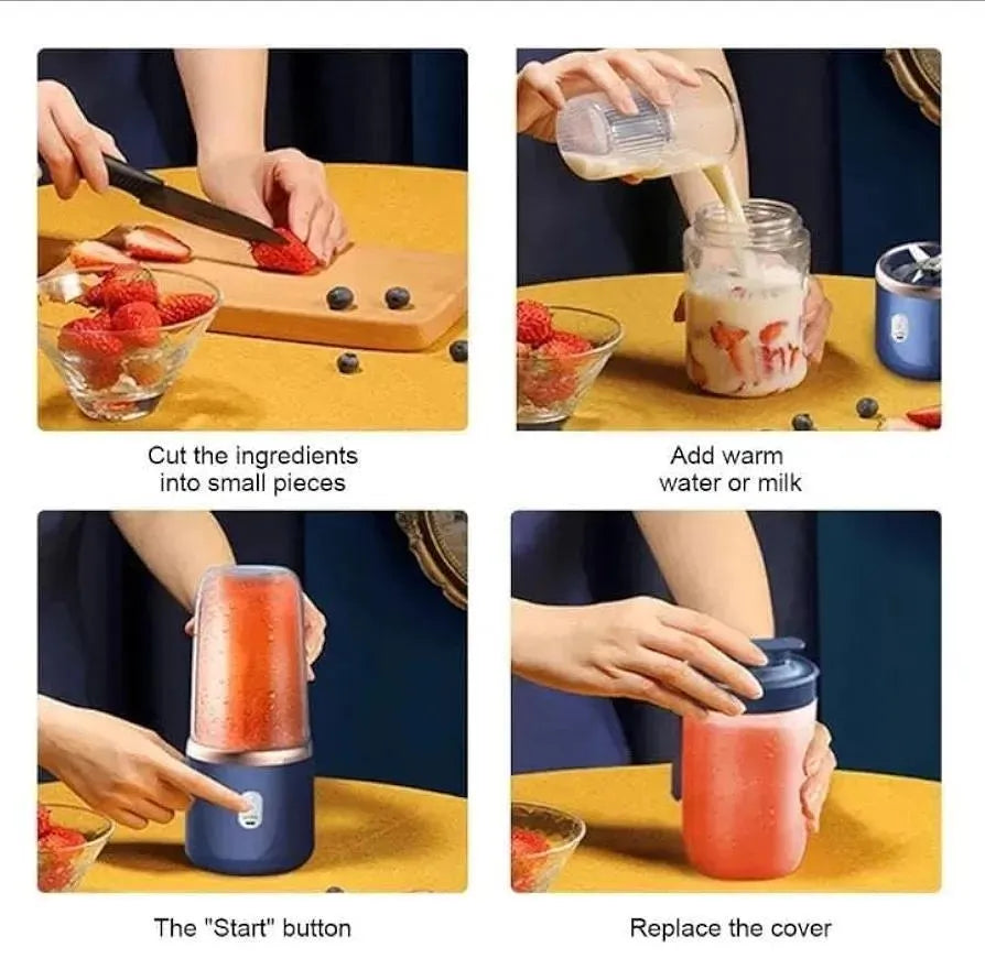 Portable 2-in-1 Blue Juicer Blender for Home & Travel