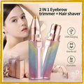 2-in-1 Eyebrow & Facial Hair Trimmer Pink USB Rechargeable