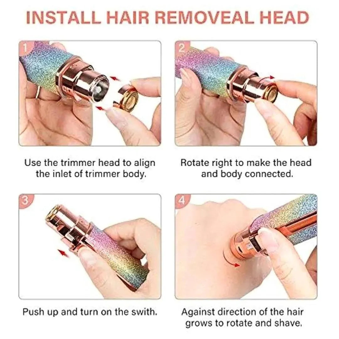 2-in-1 Eyebrow & Facial Hair Trimmer Pink USB Rechargeable