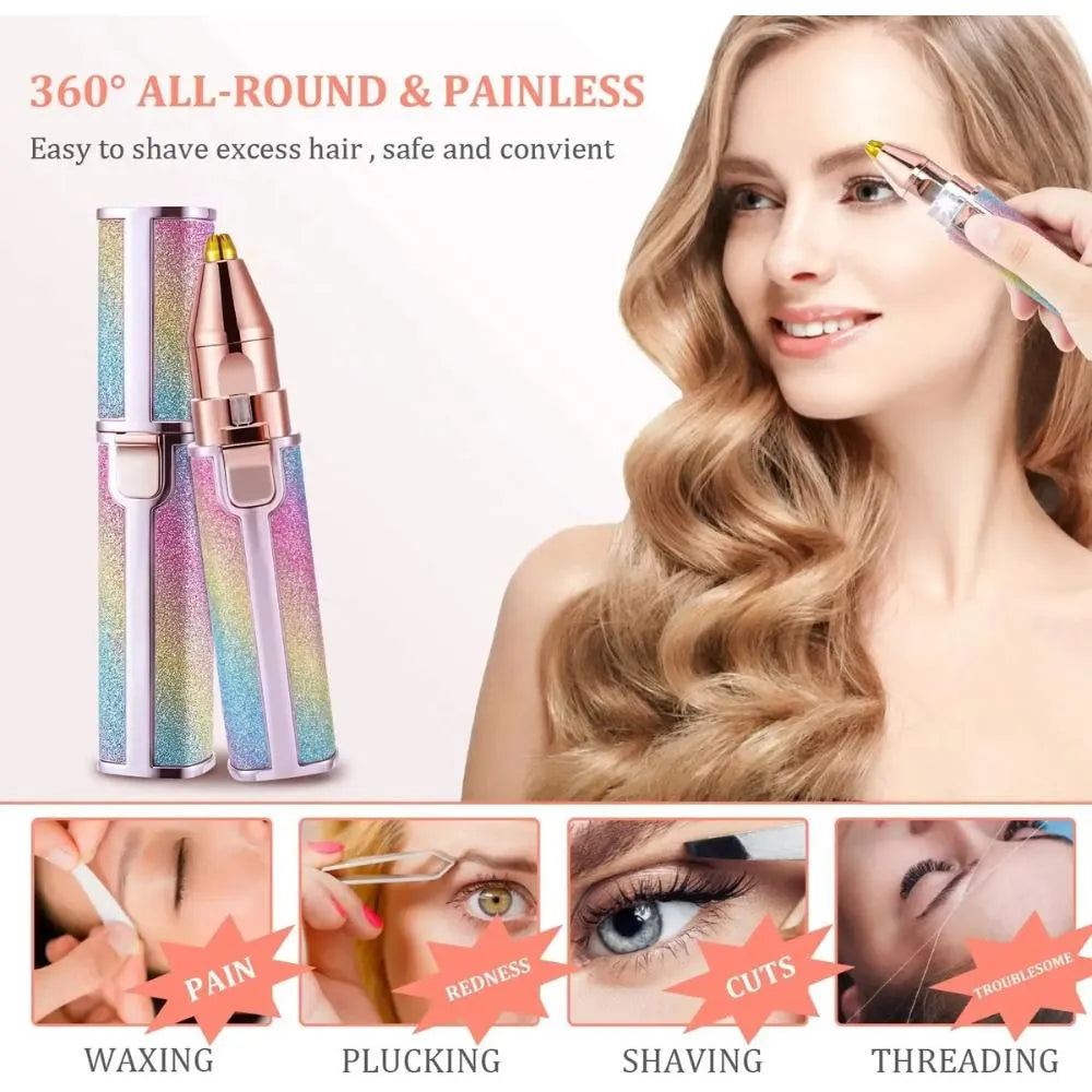 2-in-1 Eyebrow & Facial Hair Trimmer Pink USB Rechargeable