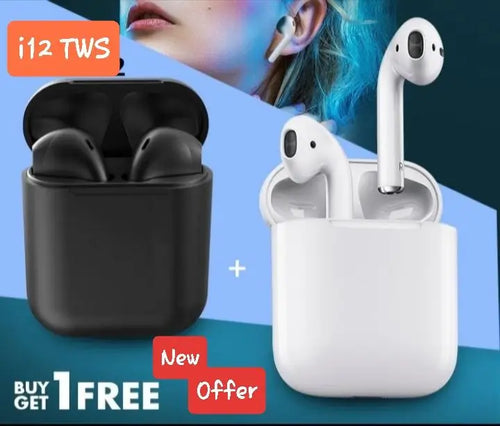 i12 TWS Wireless Bluetooth Earbuds with Charging Case | Touch Control | Stereo Sound | Built-in Mic